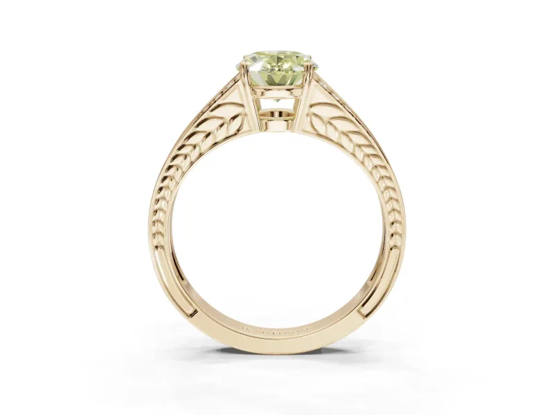 Oval Split Shank Pavé Engagement Ring Setting for a Fancy Yellow Lab-Grown Diamond | Yellow Gold