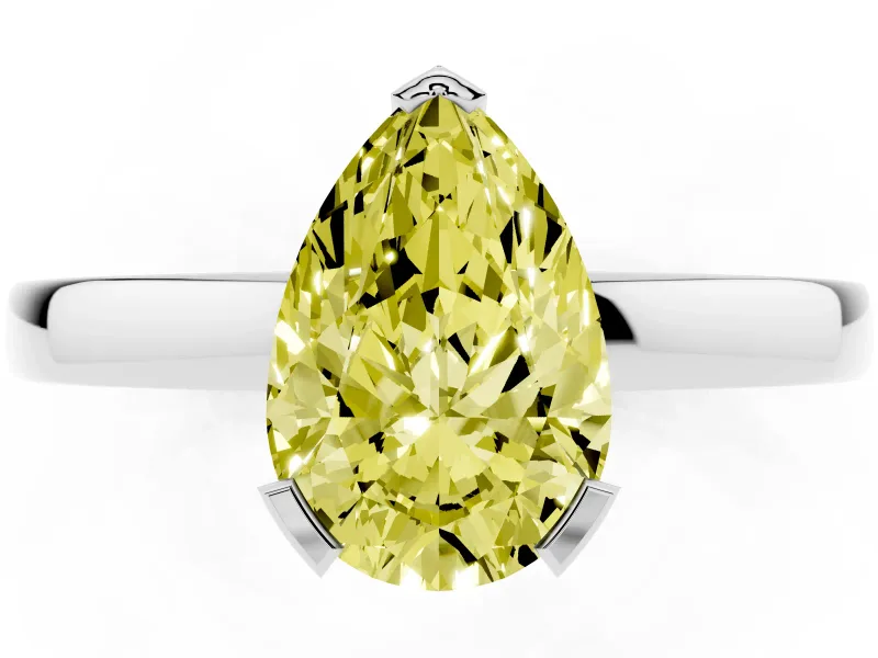 Pear-Shaped Solitaire Engagement Ring Setting for a Fancy Yellow Lab-Grown Diamond | Flat Tab Prongs | Platinum