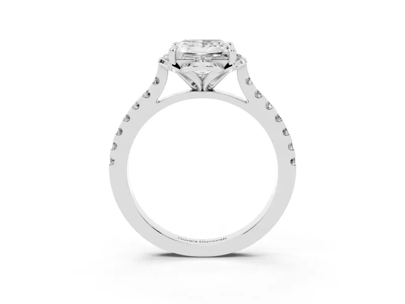 Princess Cut Floral Petal Engagement Ring Setting | Petal Accents | Sterling Silver