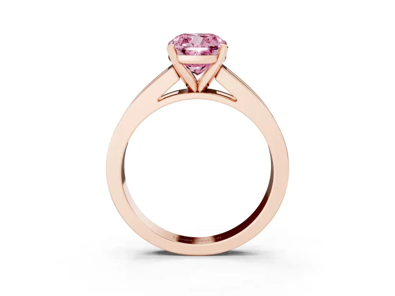 Cushion Cut Channel Engagement Ring Setting for a Fancy Pink Lab-Grown Diamond | Rose Gold