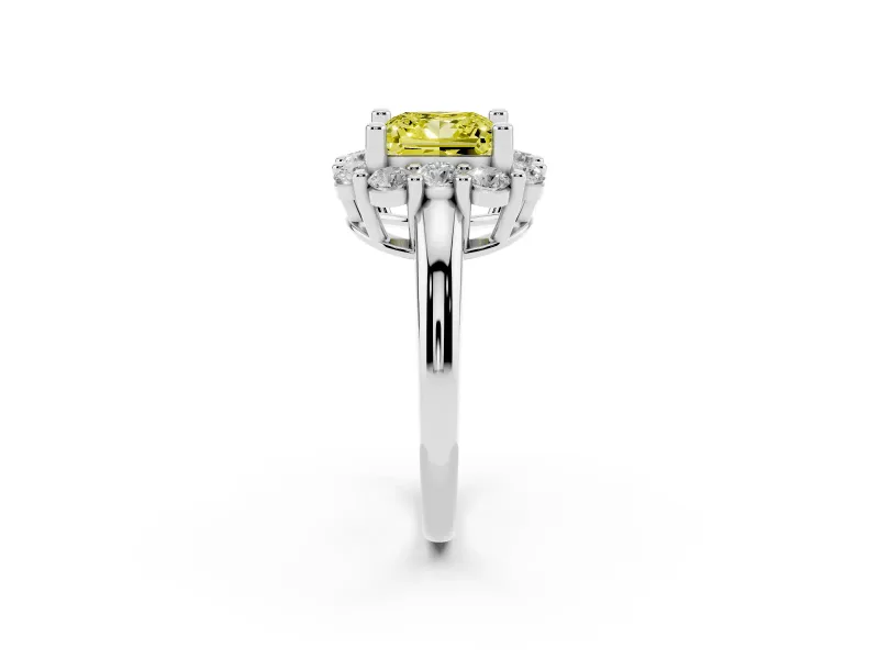 Princess Cut Halo Engagement Ring Setting for a Fancy Yellow Lab-Grown Diamond | Sterling Silver - Design NV-24726