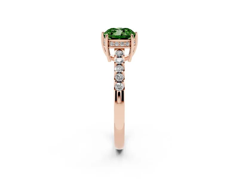 Cushion Cut Engagement Ring Setting for a Fancy Green Lab-Grown Diamond | Rose Gold - Design NV-24649