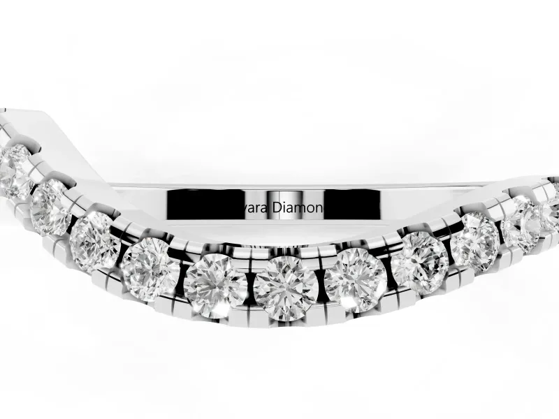 Round Lab-Grown Diamond Curved Pavé Wedding Band | U-Prong Setting | Platinum