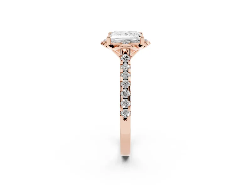 Princess Cut Floral Petal Engagement Ring Setting | Petal Accents | Rose Gold