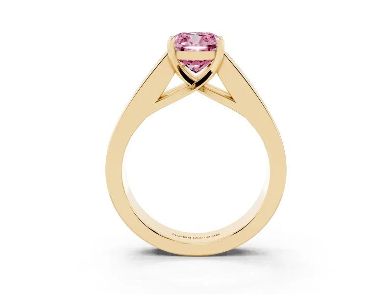 Cushion Cut Channel-Set Engagement Ring Setting for a Fancy Pink Lab-Grown Diamond | Yellow Gold