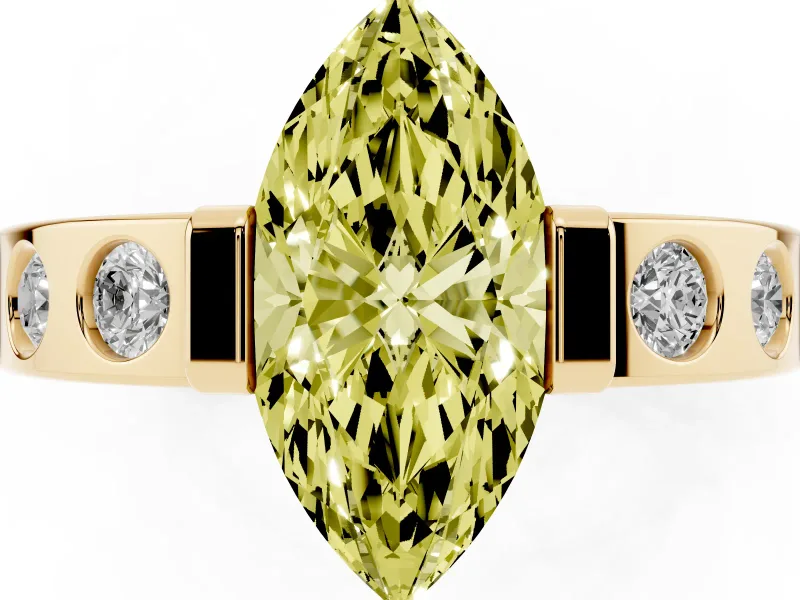 Marquise Tension Style Engagement Ring Setting for a Fancy Yellow Lab-Grown Diamond | Yellow Gold