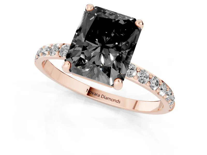 Radiant Cut Pave Solitaire Engagement Ring Setting | Rose Gold