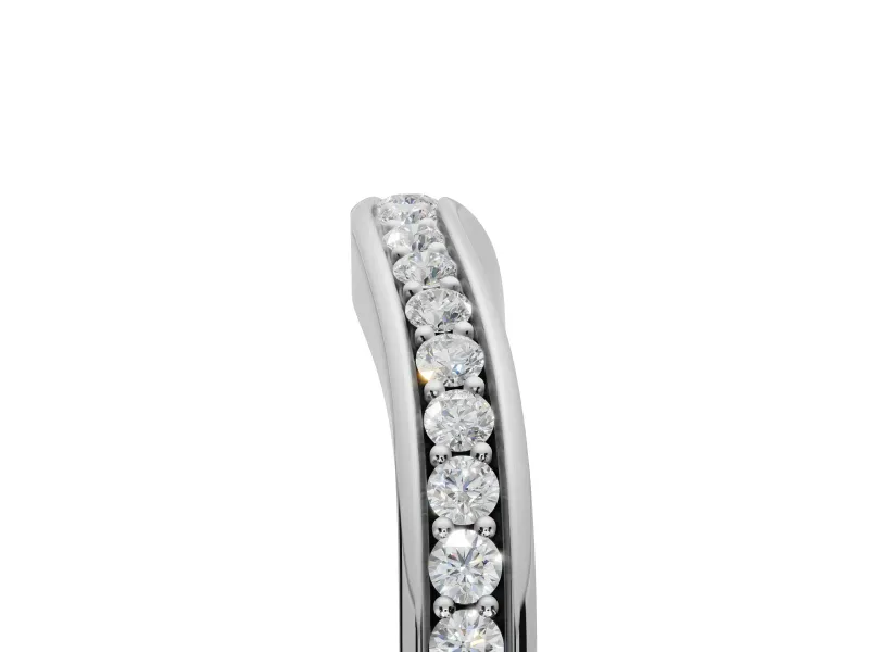 Round Lab-Grown Diamond Contoured Pavé Wedding Band | Smooth Polished Edges | Sterling Silver