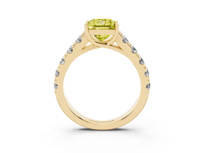 Princess Cut Engagement Ring Setting for a Fancy Yellow Lab-Grown Diamond | Yellow Gold - Design NV-24643