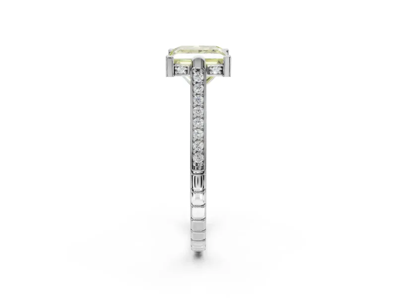Princess Cut Engagement Ring Setting for a Fancy Yellow Lab-Grown Diamond | Sterling Silver - Design NV-24586