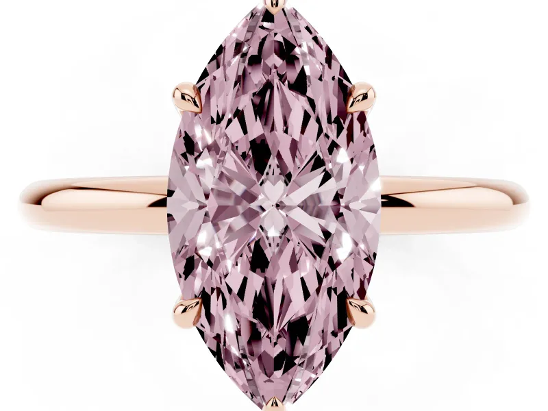 Marquise Hidden Halo Ring Setting for a Fancy Pink Lab-Grown Diamond | Rose Gold