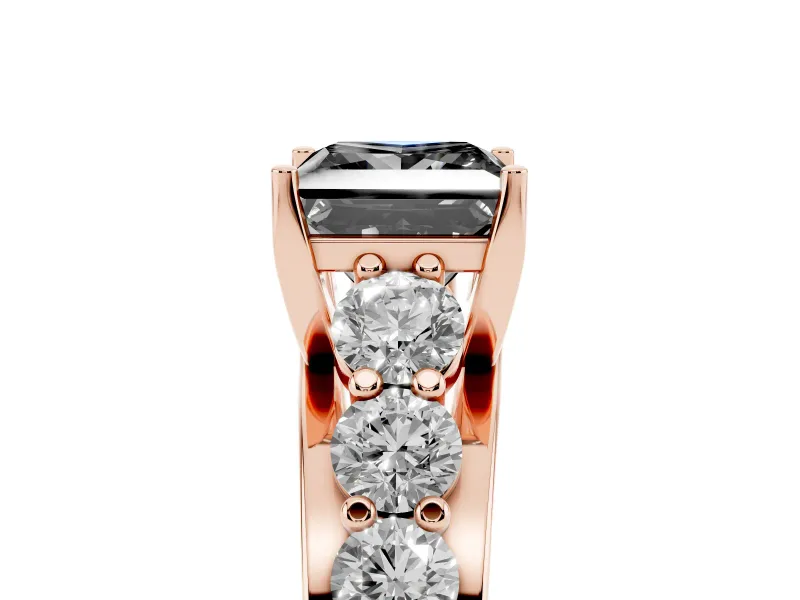Princess Cut Engagement Ring Setting for a Black Center | Rose Gold