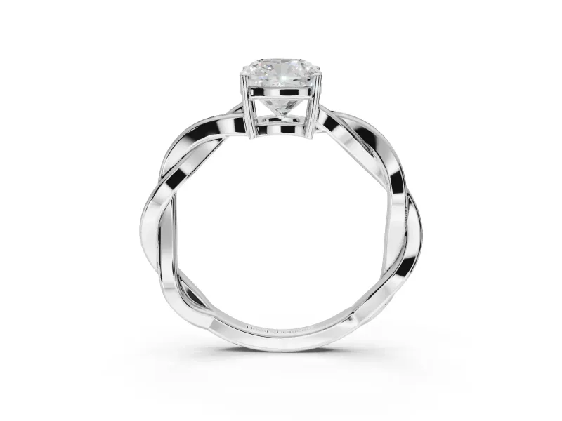 Cushion Cut Twisted Pavé Solitaire Engagement Ring Setting | Open Basket | Sterling Silver
