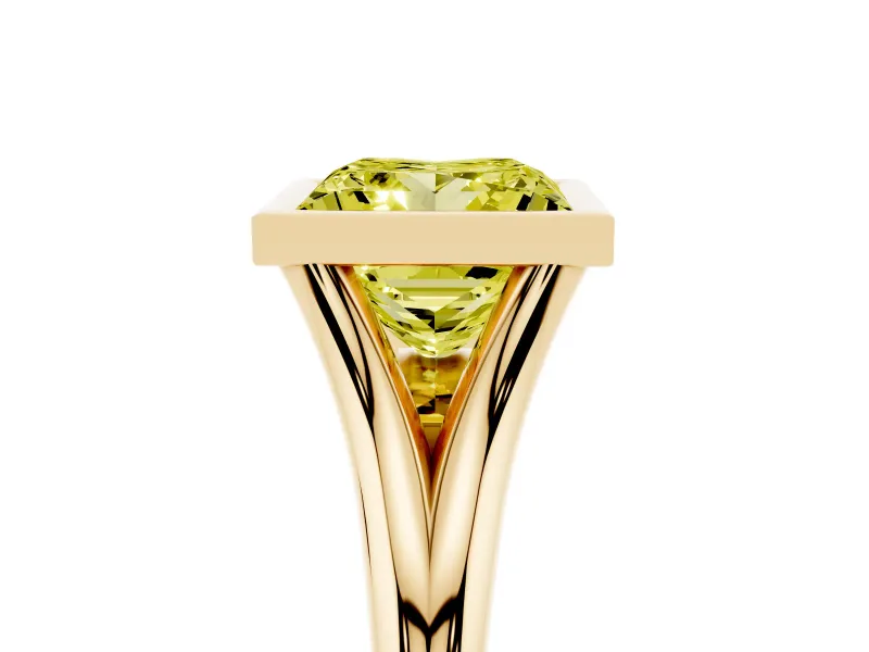 Princess Cut Bezel Engagement Ring Setting for a Fancy Yellow Lab-Grown Diamond | Yellow Gold