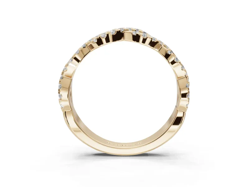 Round Lab-Grown Diamond Twisted Pavé Half Eternity Band | Interwoven Strands | Yellow Gold