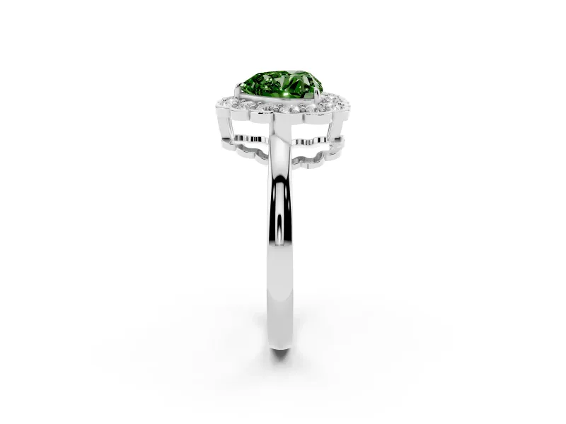Heart-Shaped Halo Engagement Ring Setting for a Fancy Green Lab-Grown Diamond | White Gold - Design NV-24719