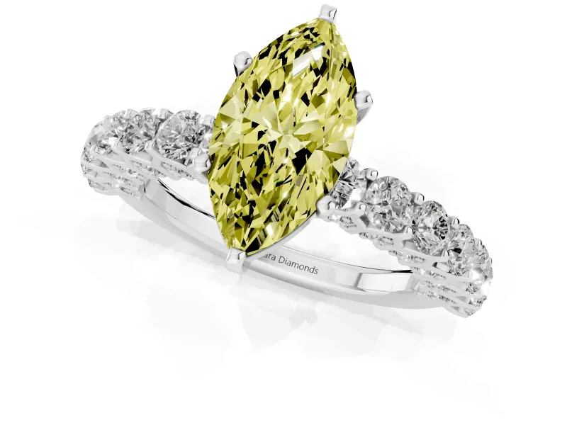 Marquise Shared Prong Engagement Ring Setting for a Fancy Yellow Lab-Grown Diamond | Sterling Silver