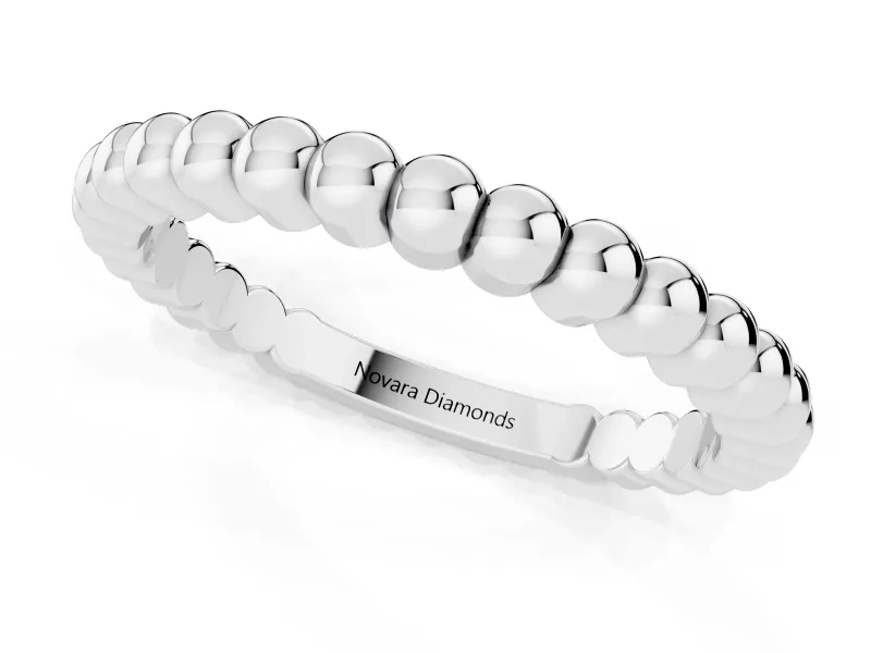 Round Diamond Beaded Eternity Band Set in Platinum with Bezel Setting