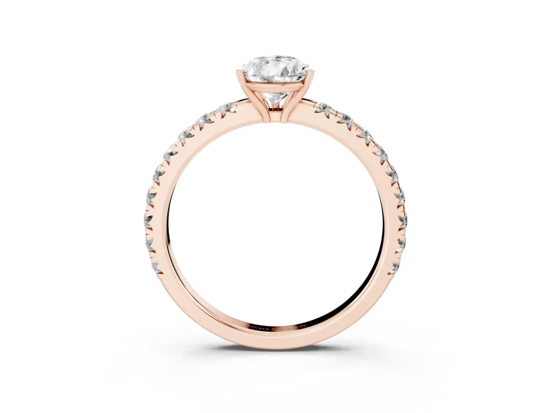 Pear-Shaped Pave Engagement Ring Setting | Shared Prong Band | Rose Gold