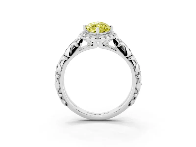 Marquise Leaf Halo Engagement Ring Setting for a Fancy Yellow Lab-Grown Diamond | Platinum