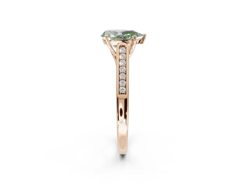 Pear-Shaped Engagement Ring Setting for a Fancy Green Lab-Grown Diamond | Rose Gold - Design NV-24597