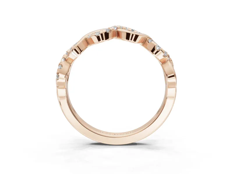 Round Lab-Grown Diamond Infinity Twist Wedding Band | Pavé and Polished | Rose Gold