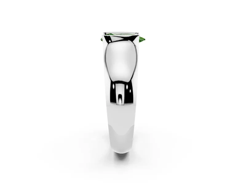 Pear-Shaped Half Bezel Engagement Ring Setting for a Fancy Green Lab-Grown Diamond | Wide Band | Sterling Silver