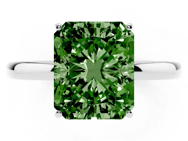 Radiant Cut Engagement Ring Setting for a Fancy Green Lab-Grown Diamond | Hidden Halo | Platinum