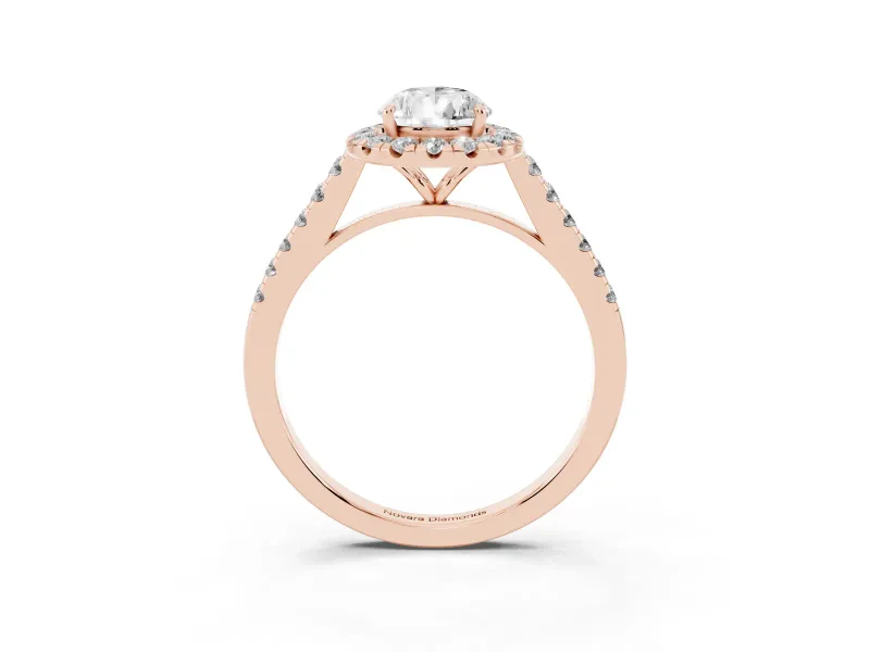 Pear-Shaped Halo Engagement Ring Setting | Pave Shoulders | Rose Gold