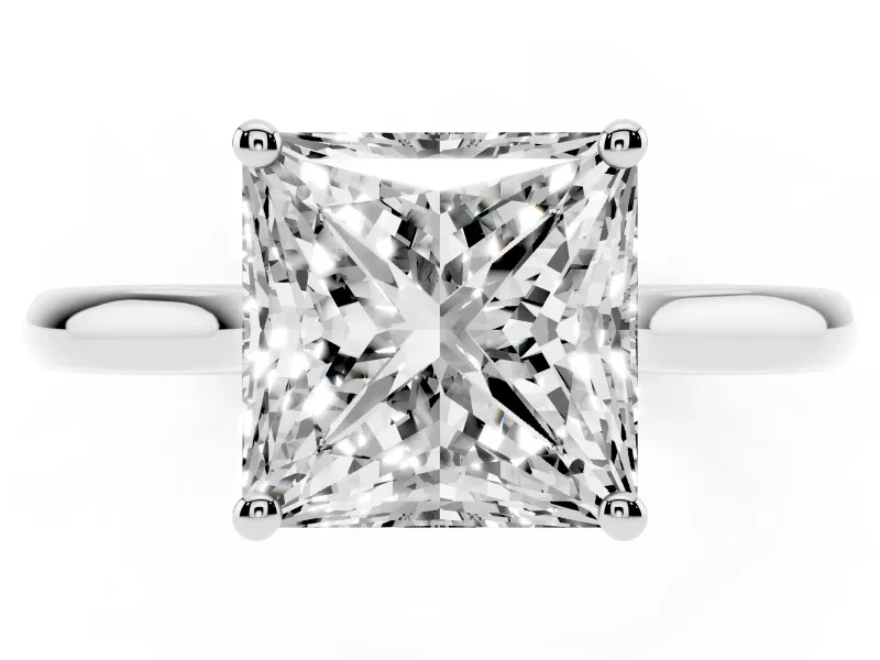 Princess Cut Cathedral Solitaire Engagement Ring Setting | Plain Band | Platinum