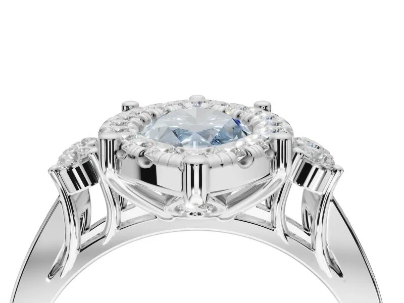 Marquise Halo Engagement Ring Setting for a Fancy Blue Lab-Grown Diamond | Graduated Channel Band | Sterling Silver