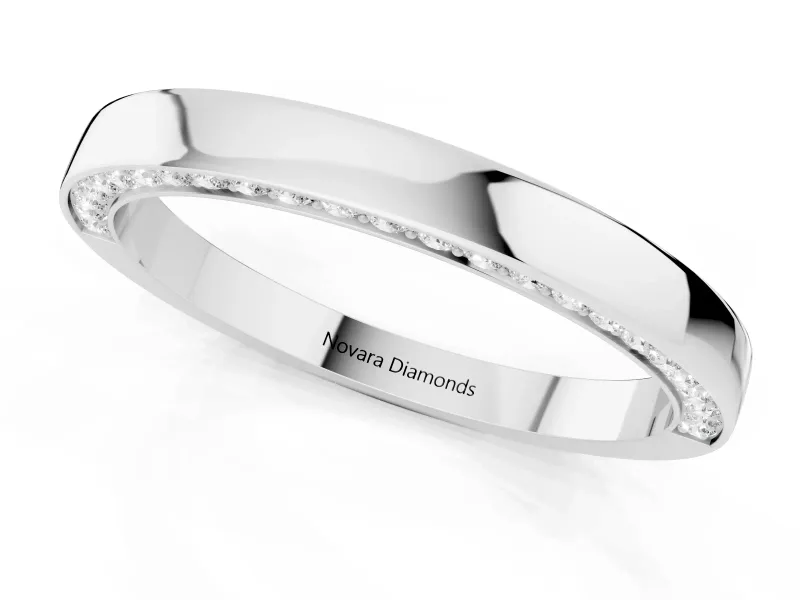 Round Diamond Pavé Channel Band Set in Silver with Smooth Profile