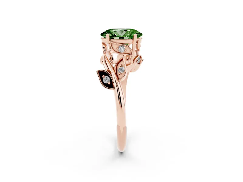 Oval Twisted Bypass Engagement Ring Setting for a Fancy Green Lab-Grown Diamond | Rose Gold