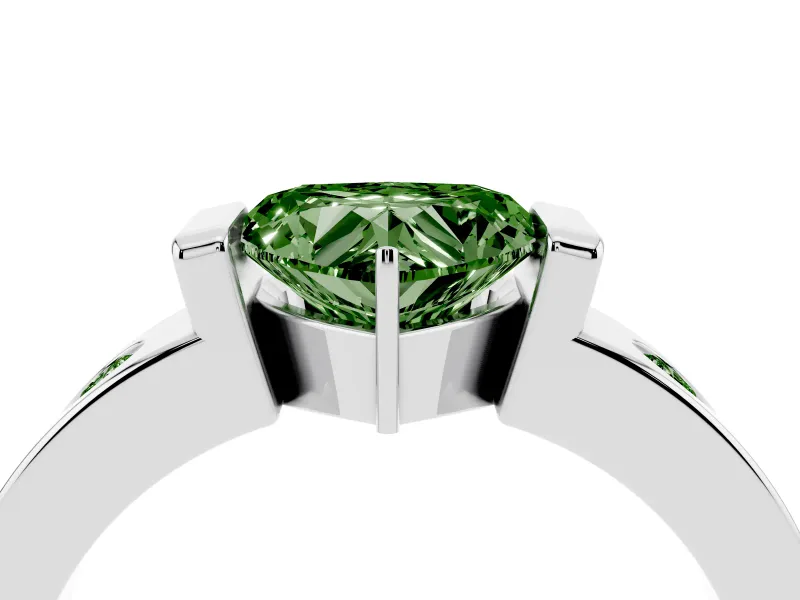 Heart-Shaped Tension Style Engagement Ring Setting for a Fancy Green Lab-Grown Diamond | Sterling Silver