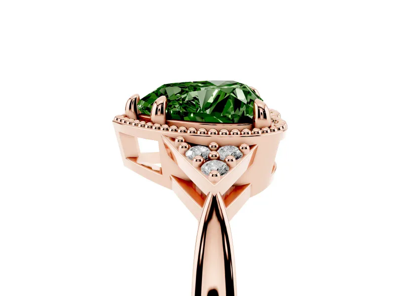 Heart-Shaped Milgrain Frame Engagement Ring Setting for a Fancy Green Lab-Grown Diamond | Rose Gold