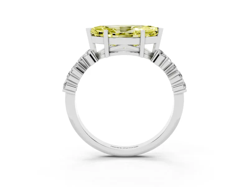 Marquise Scattered Accent Engagement Ring Setting for a Fancy Yellow Lab-Grown Diamond | White Gold