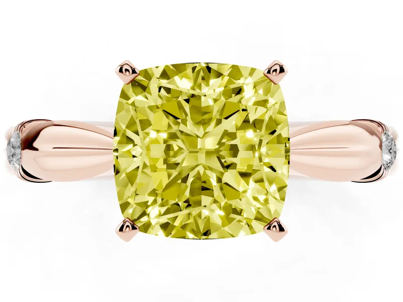 Cushion Cut Floral Engagement Ring Setting for a Fancy Yellow Lab-Grown Diamond | Rose Gold