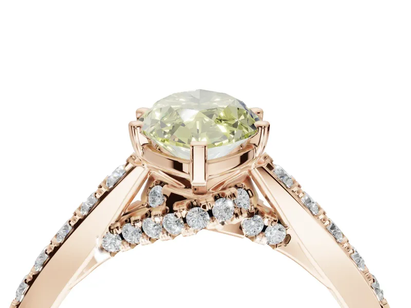 Marquise Pavé Solitaire Engagement Ring Setting for a Fancy Yellow Lab-Grown Diamond | Crossover Gallery | Rose Gold