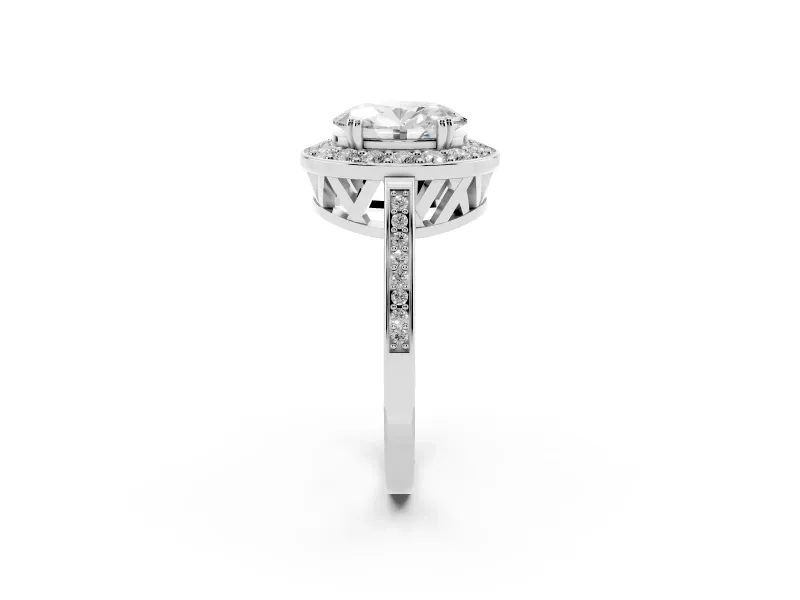 Oval Halo Engagement Ring Setting | Polished Halo Rim | Sterling Silver