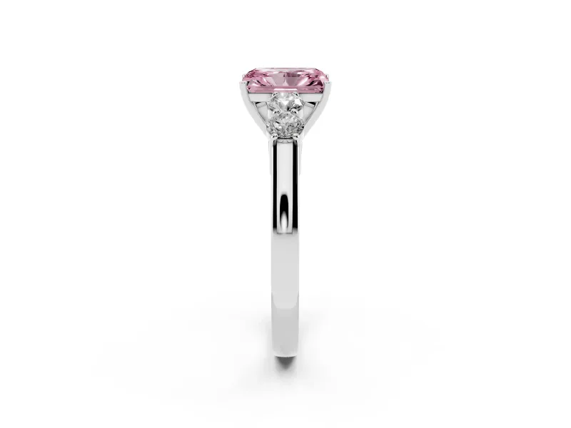 Radiant Cut 5 Stone Engagement Ring Setting for a Fancy Pink Lab-Grown Diamond | Platinum