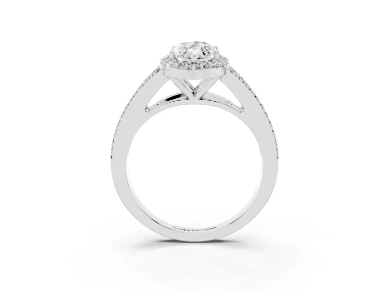 Marquise Halo Engagement Ring Setting | V-Split Pavé Band | Sterling Silver