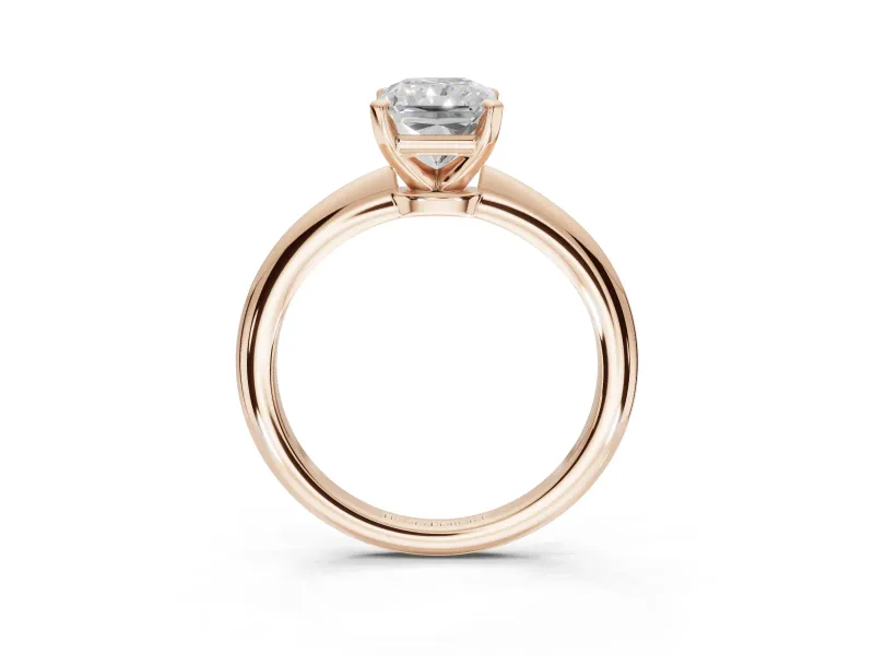 Radiant Cut Solitaire Engagement Ring Setting | Tapered Plain Band | Rose Gold