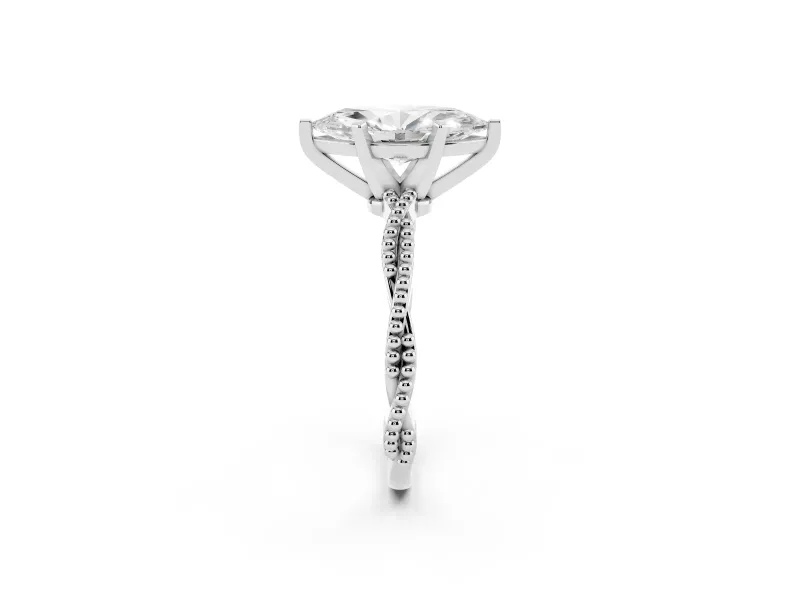 Marquise Twisted Solitaire Engagement Ring Setting | Beaded Twist Band | Platinum