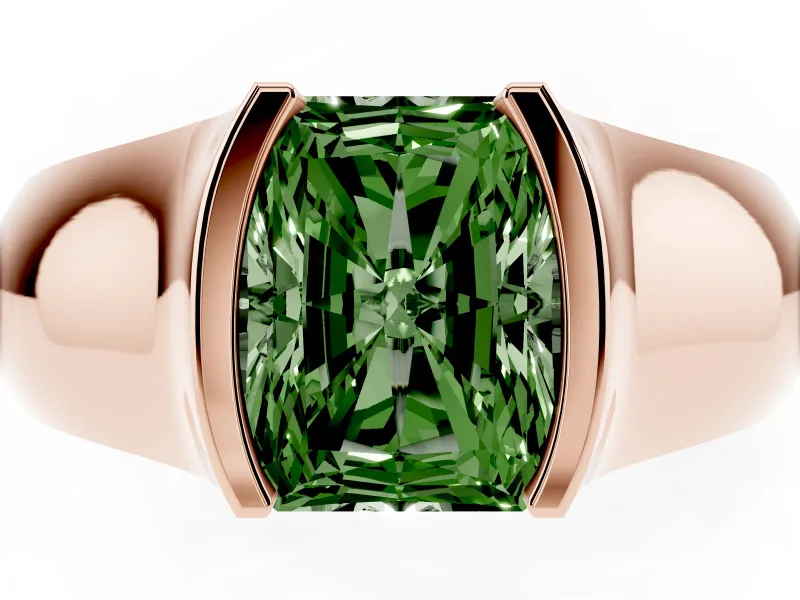 Radiant Cut Half Bezel Solitaire Engagement Ring Setting for a Fancy Green Lab-Grown Diamond | Wide Band | Rose Gold