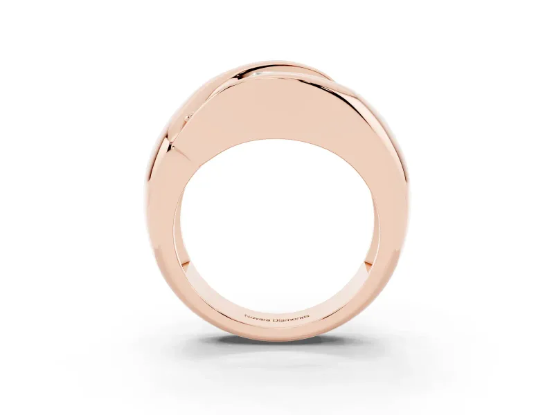 Oval Three Stone Bypass Engagement Ring Setting | Sculpted Crossover Band | Rose Gold