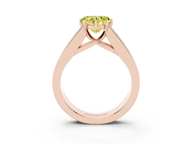 Heart-Shaped Channel-Set Engagement Ring Setting for a Fancy Yellow Lab-Grown Diamond | Rose Gold