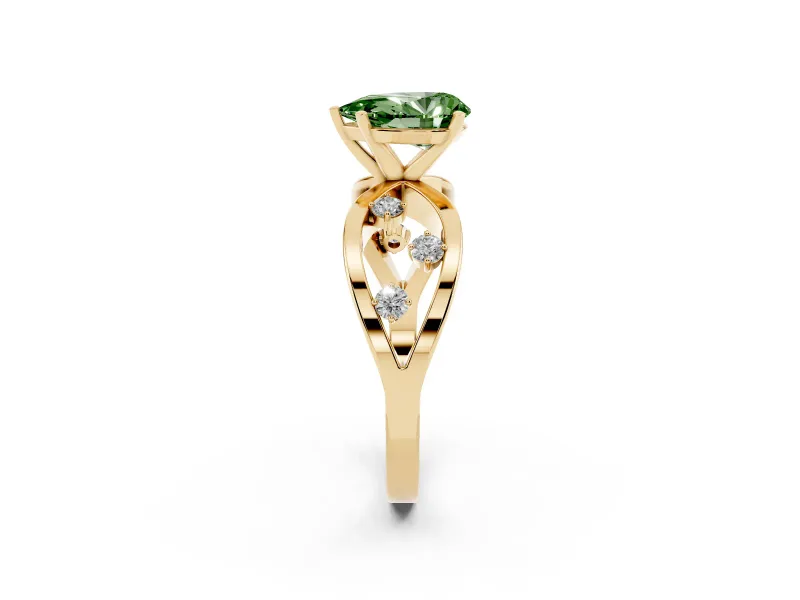 Pear-Shaped Loop Engagement Ring Setting for a Fancy Green Lab-Grown Diamond | Yellow Gold