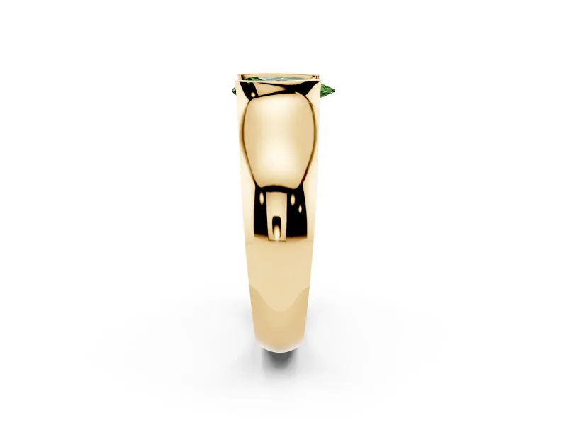 Pear-Shaped Half Bezel Solitaire Engagement Ring Setting for a Fancy Green Lab-Grown Diamond | Wide Band | Yellow Gold