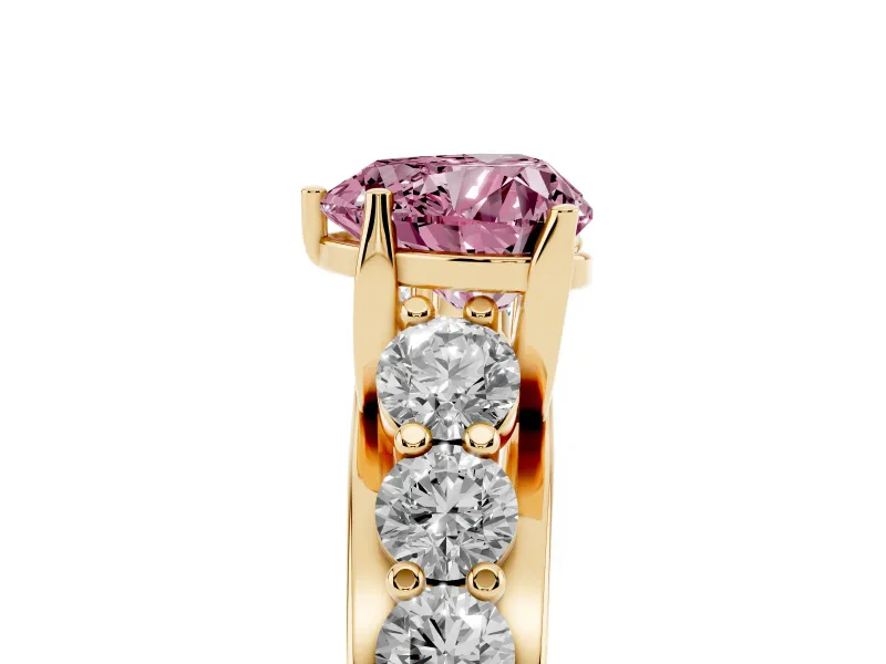 Heart-Shaped Engagement Ring Setting for a Fancy Pink Lab-Grown Diamond | Yellow Gold - Design NV-24645