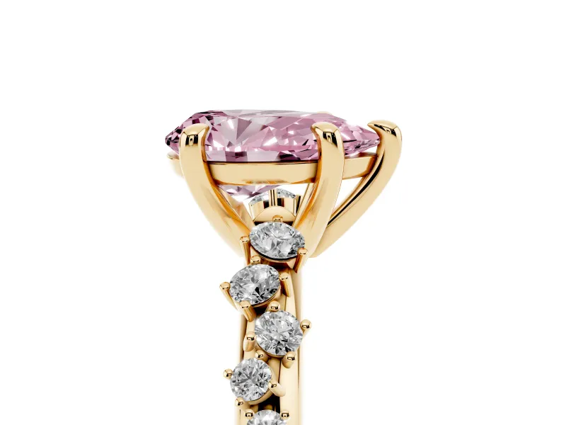 Pear-Shaped Graduated Engagement Ring Setting for a Fancy Pink Lab-Grown Diamond | Yellow Gold